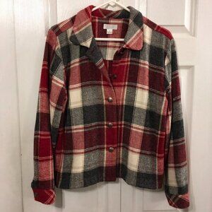 Christopher & Banks Soft Plaid Jacket Blouse